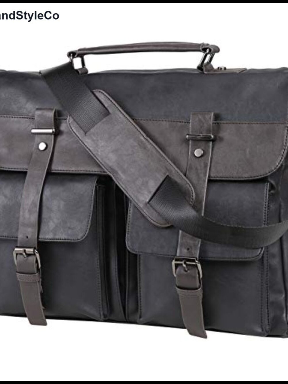Vintage PU Leather Messenger Bag for Men, 15.6 Inch Laptop Briefcase Satchel